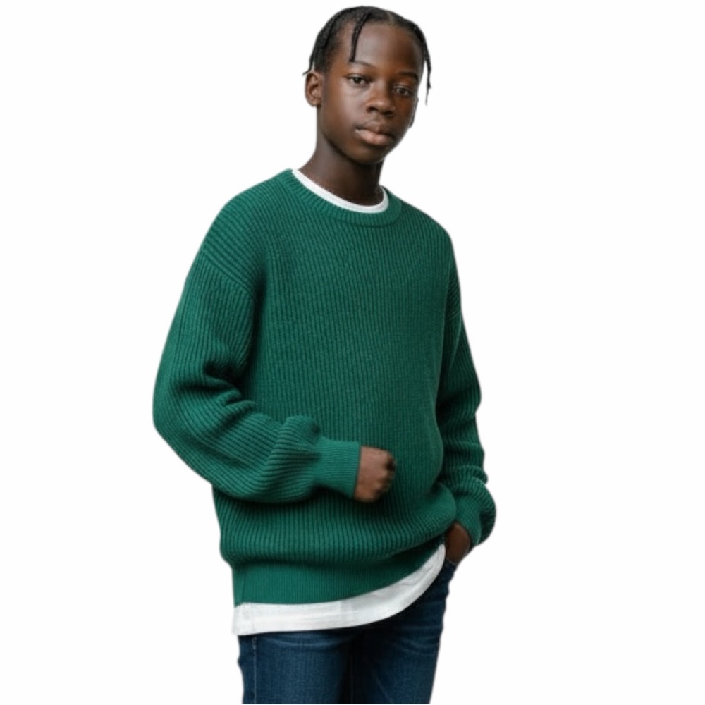 Vintage High Sierra Turquoise Ribbed Knit Pullover Sweater - Men's size‎ Large